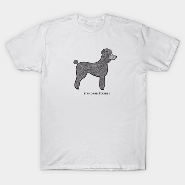 Standard Poodle with Name - detailed dog design for poodle lovers T-Shirt by Green Paladin